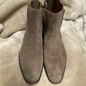 John Varvatos Taupe Suede Chelsea Boots